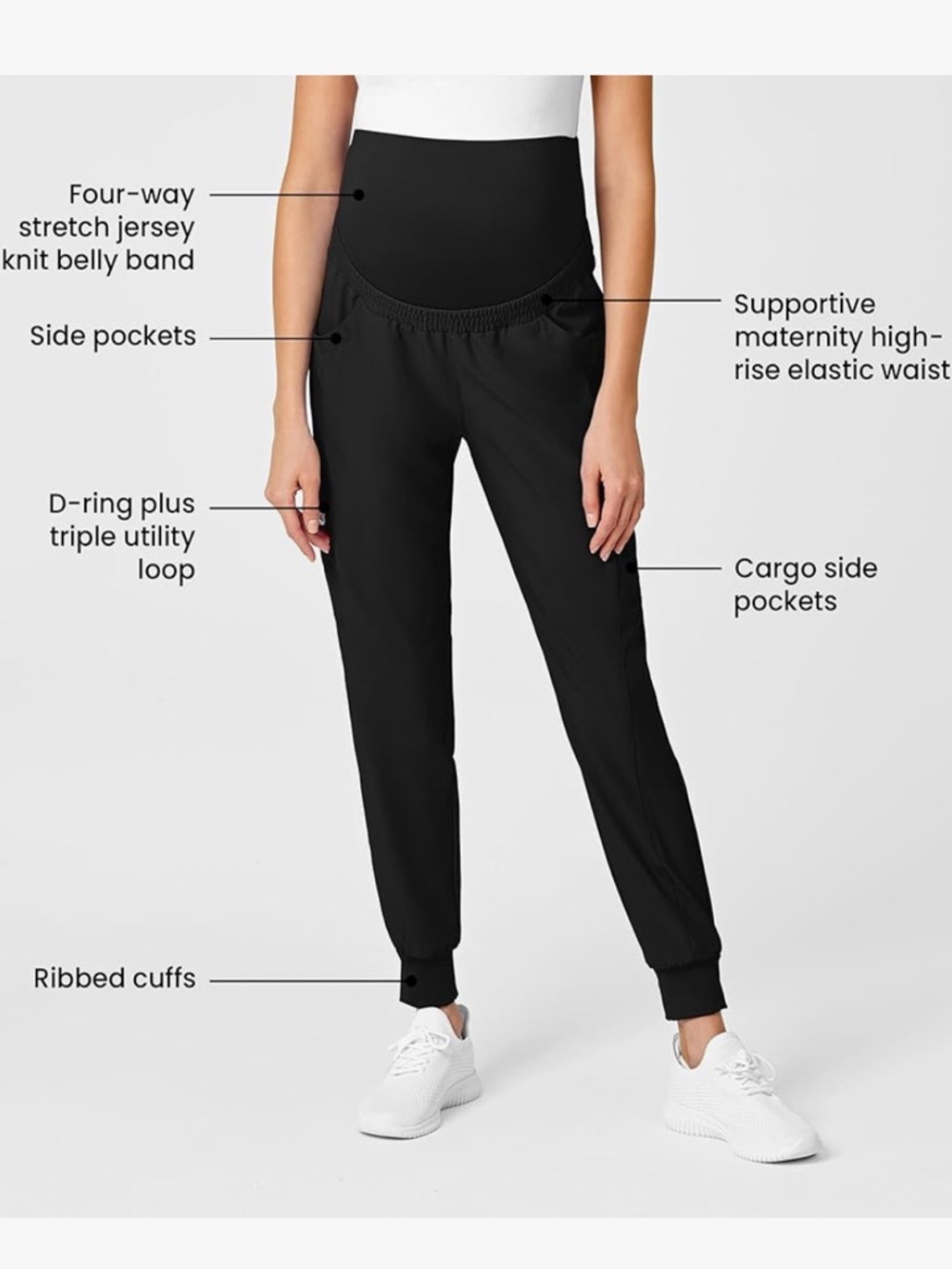 Wink Black Maternity Scrubs Jogger Pants Size S
